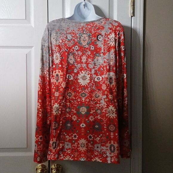 Long sleeve multicolor printed super soft top Sz 2XL NIB - Picture 4 of 7